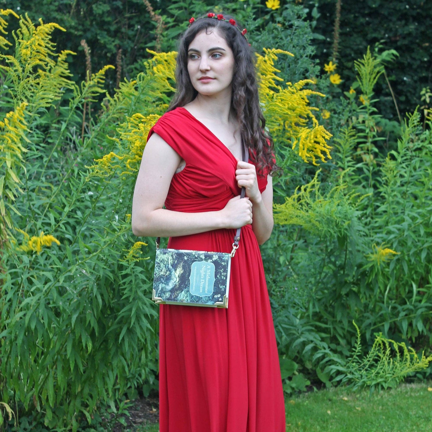 A Midsummer Nights Dream Green Book Crossbody Clutch Handbag: Small