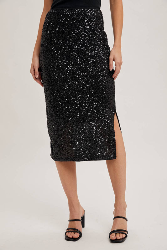 SEQUIN MIDI SKIRT