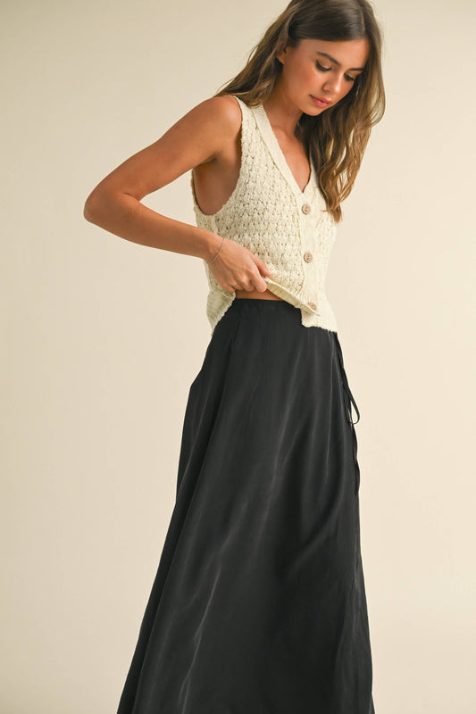 Beige Knit Vest with Buttons