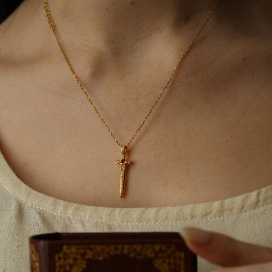 The Dragon Sword Chronicles Gold Bookish Pendant Necklace