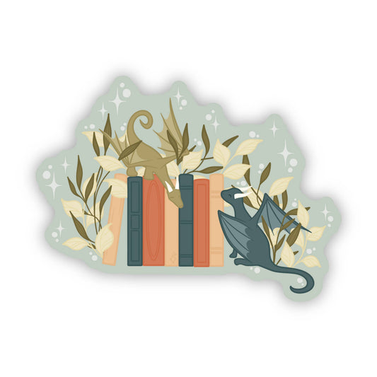 Book Dragon Bookshelf Waterproof Vinyl Sticker