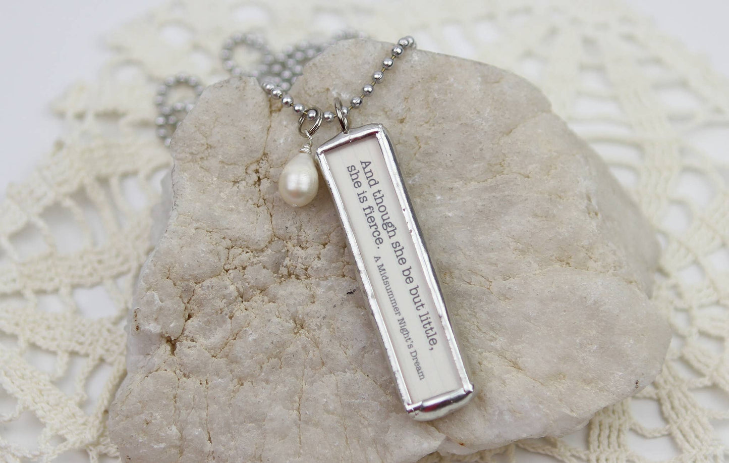 Shakespeare She is Fierce Quote Soldered Charm