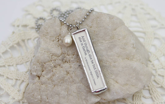 Shakespeare She is Fierce Quote Soldered Charm