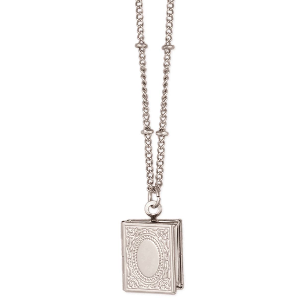 Silver Book Locket Necklace