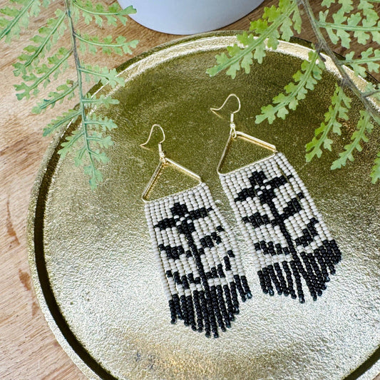 Swedish-Inspired Folk Floral Seed Bead Earrings