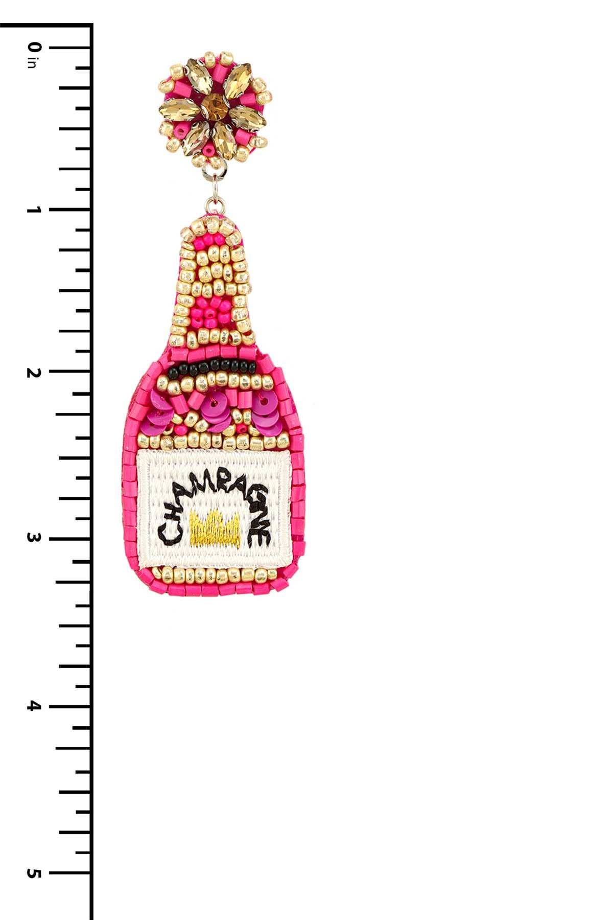 CHAMPAGNE BOTTLE RICE BEADS SEQUIN EARRING 28123