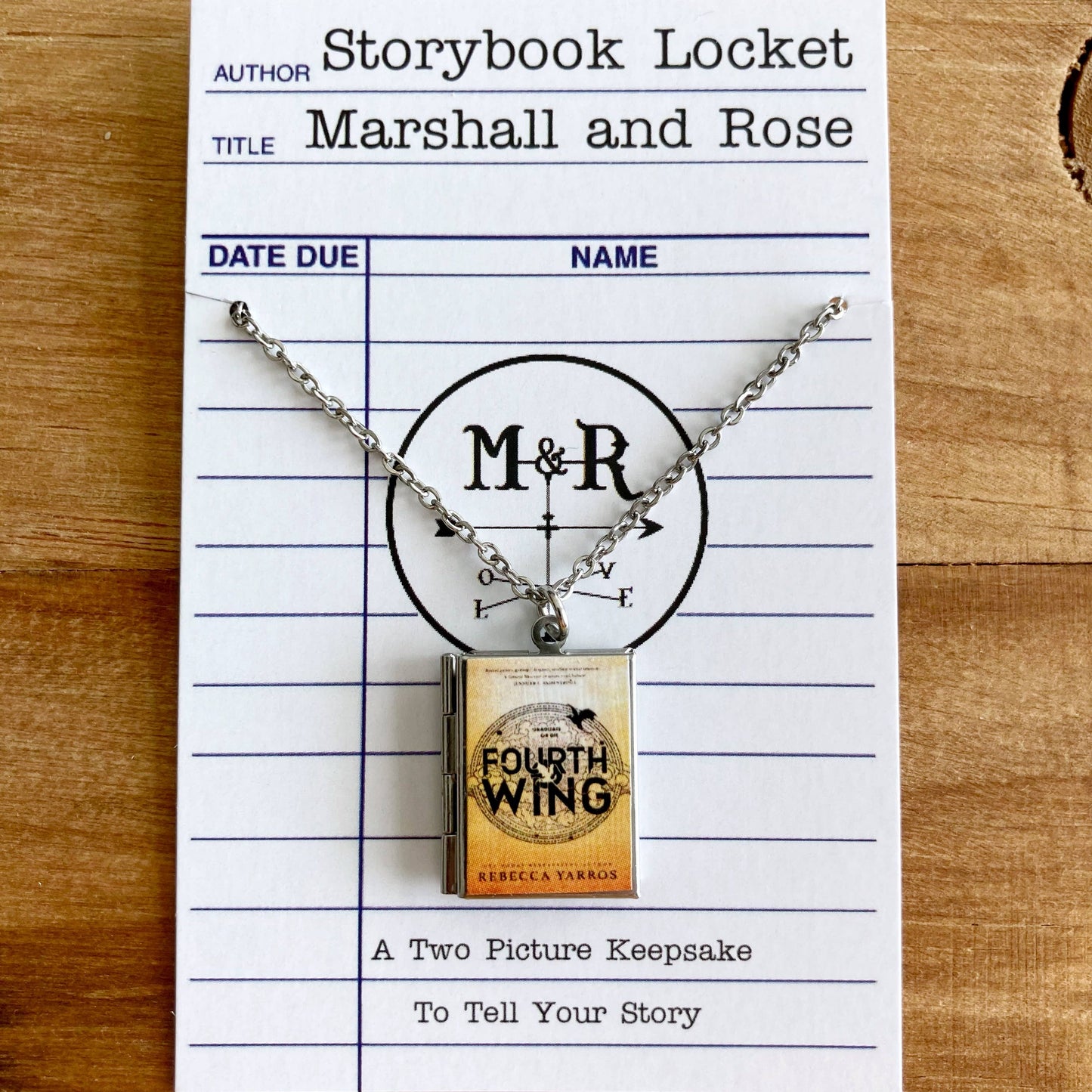 Book Locket Fourth Wing: Stainless Steel
