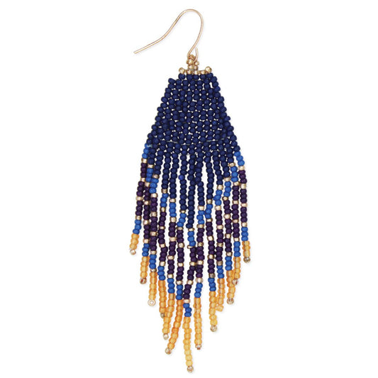 Blue Moods Beaded Fringe Earrings