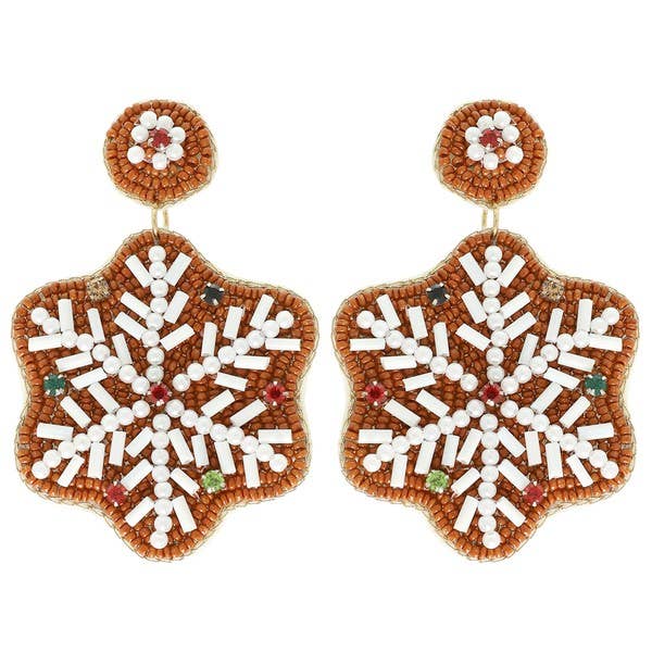 CHRISTMAS JEWELED SNOWFLAKE COOKIE EARRINGS