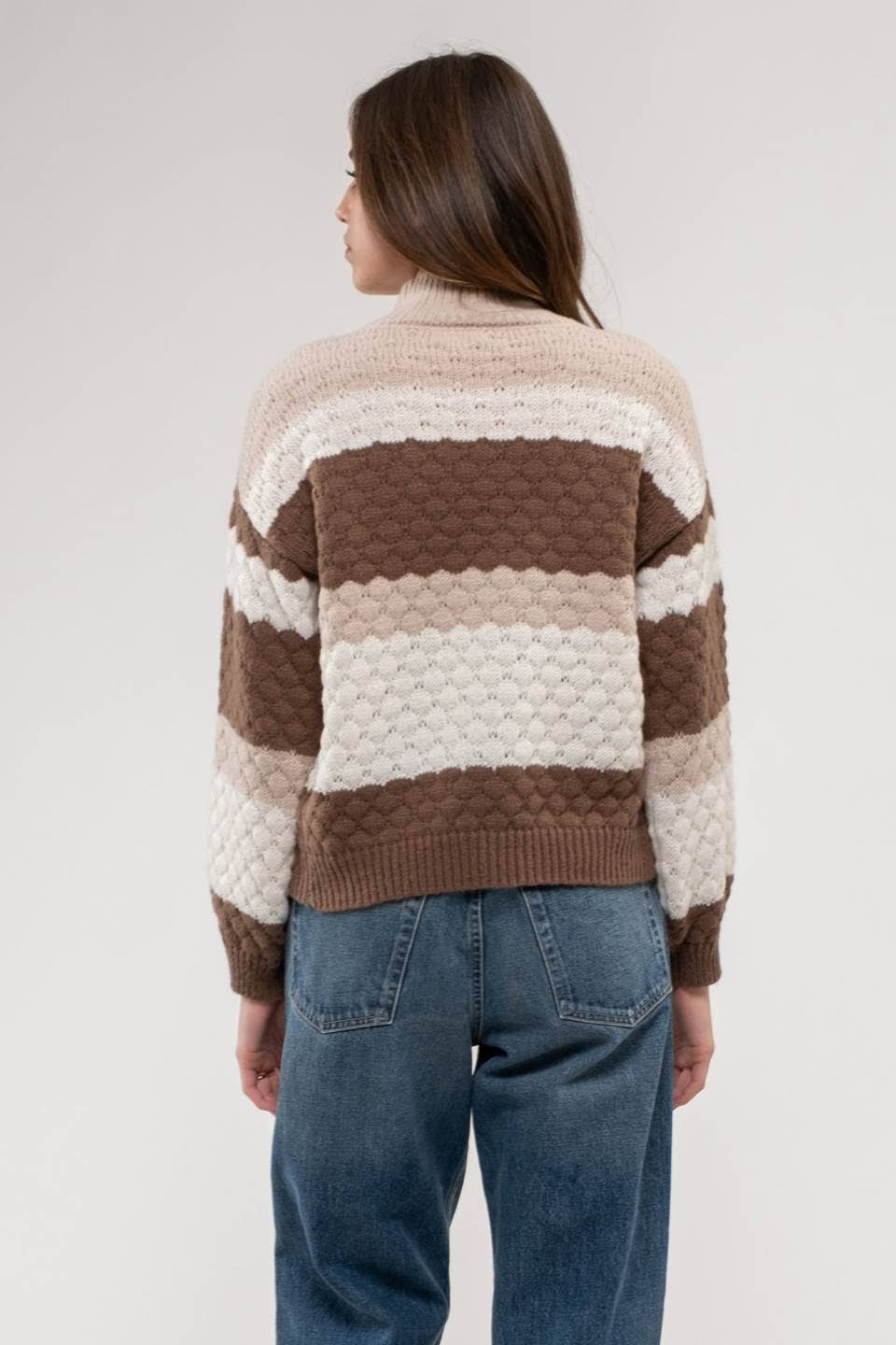 Mock Neck Striped Sweater