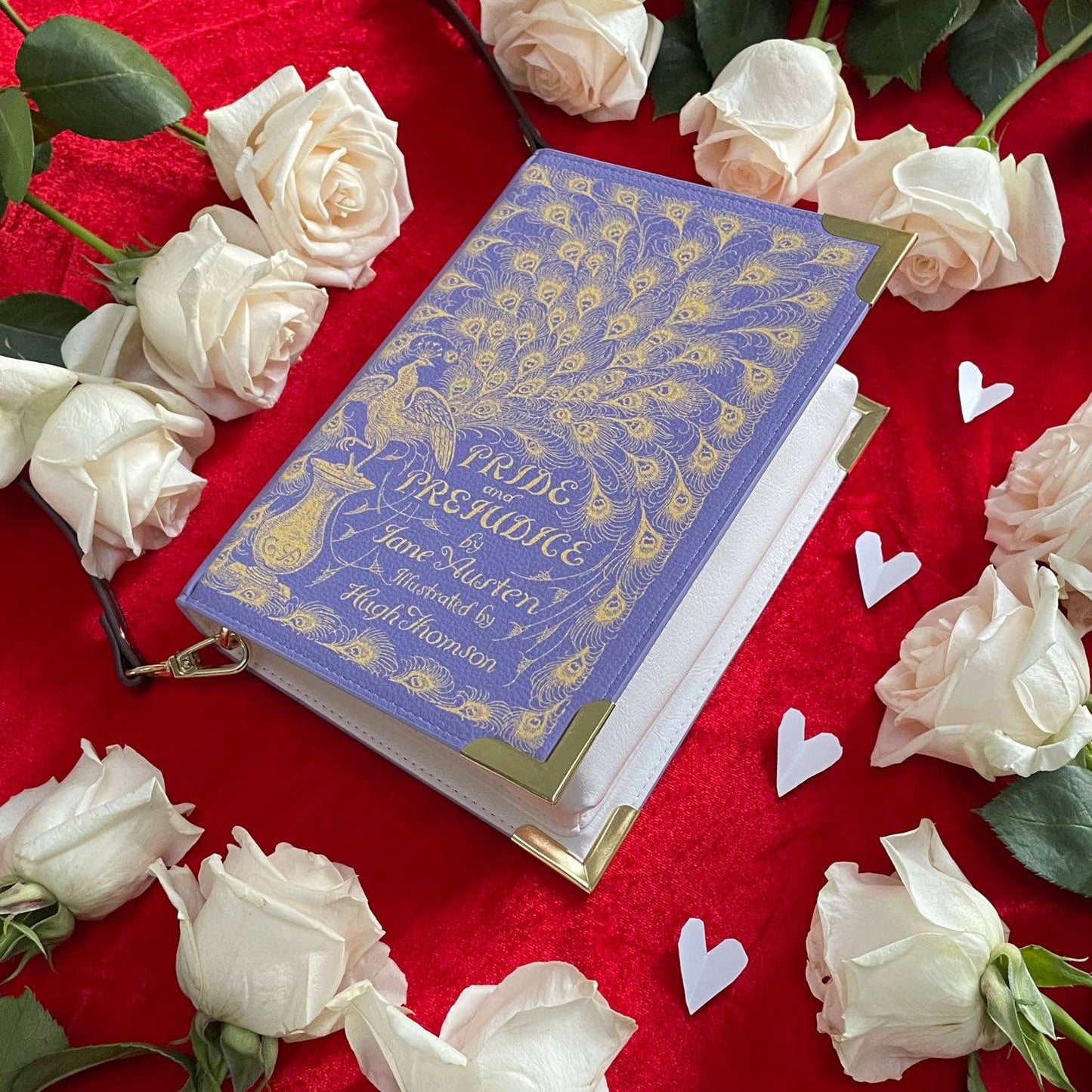 Pride and Prejudice Purple Book Crossbody Clutch Bag