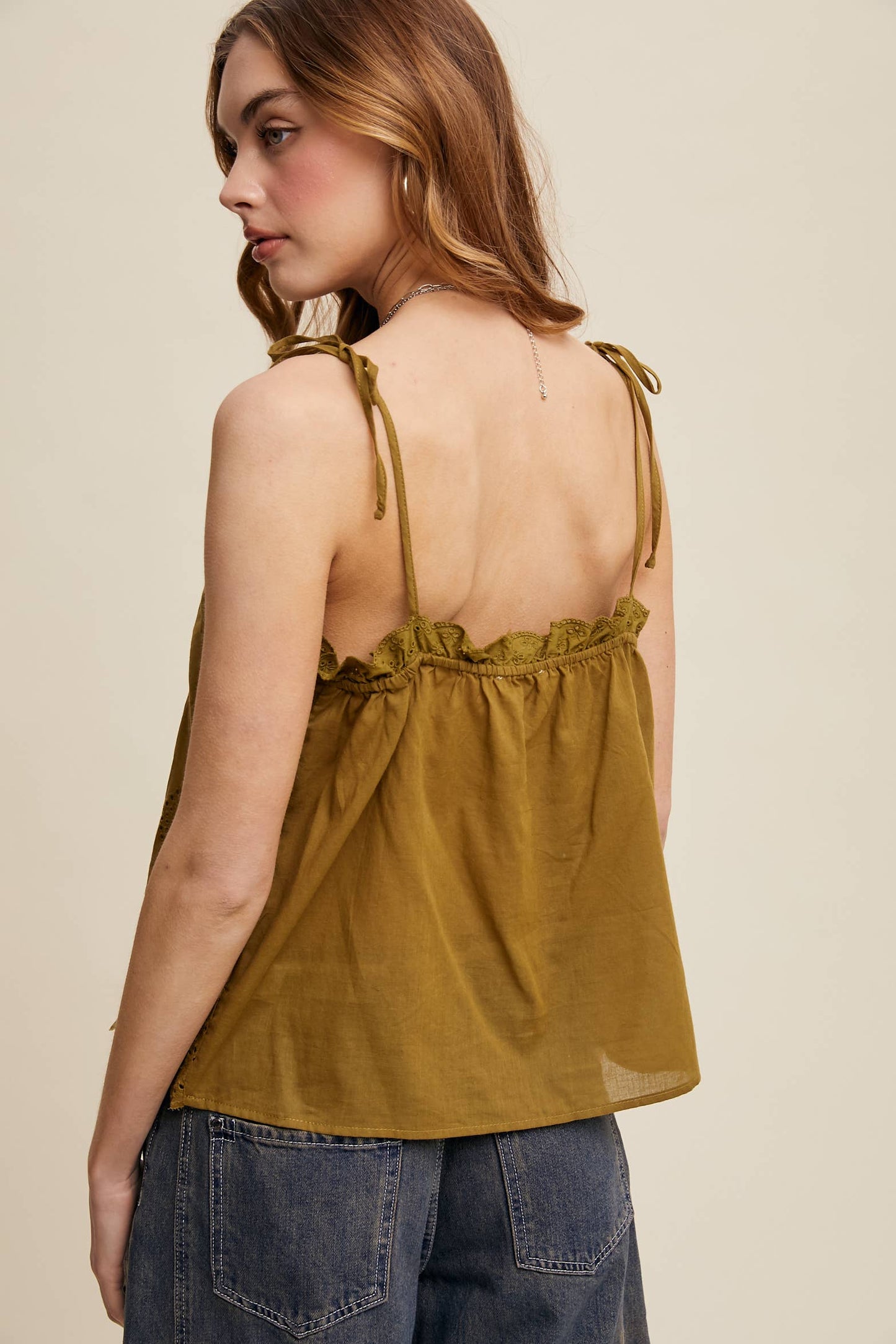 Eyelet Embroidered Sleeveless Top