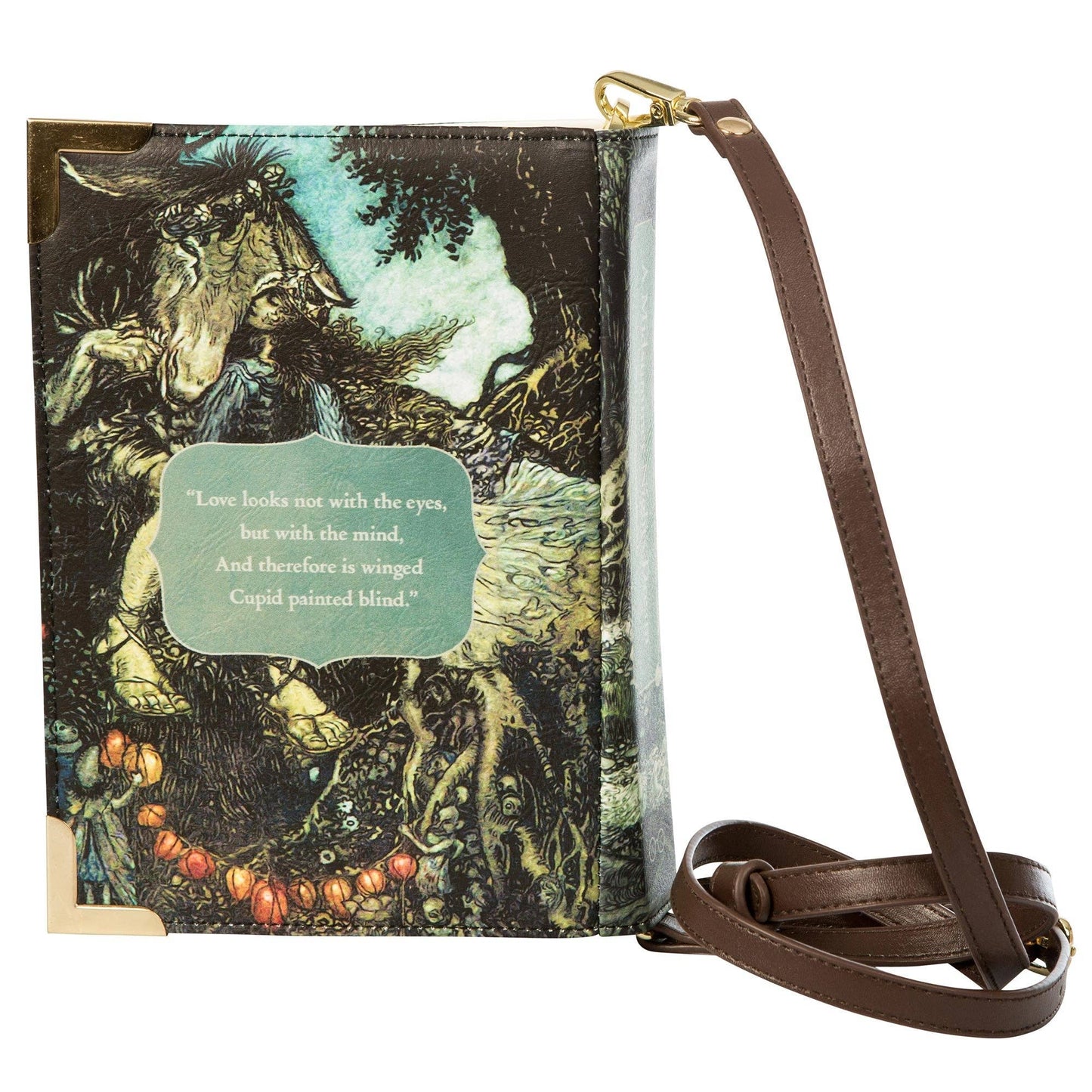 A Midsummer Nights Dream Green Book Crossbody Clutch Handbag: Small