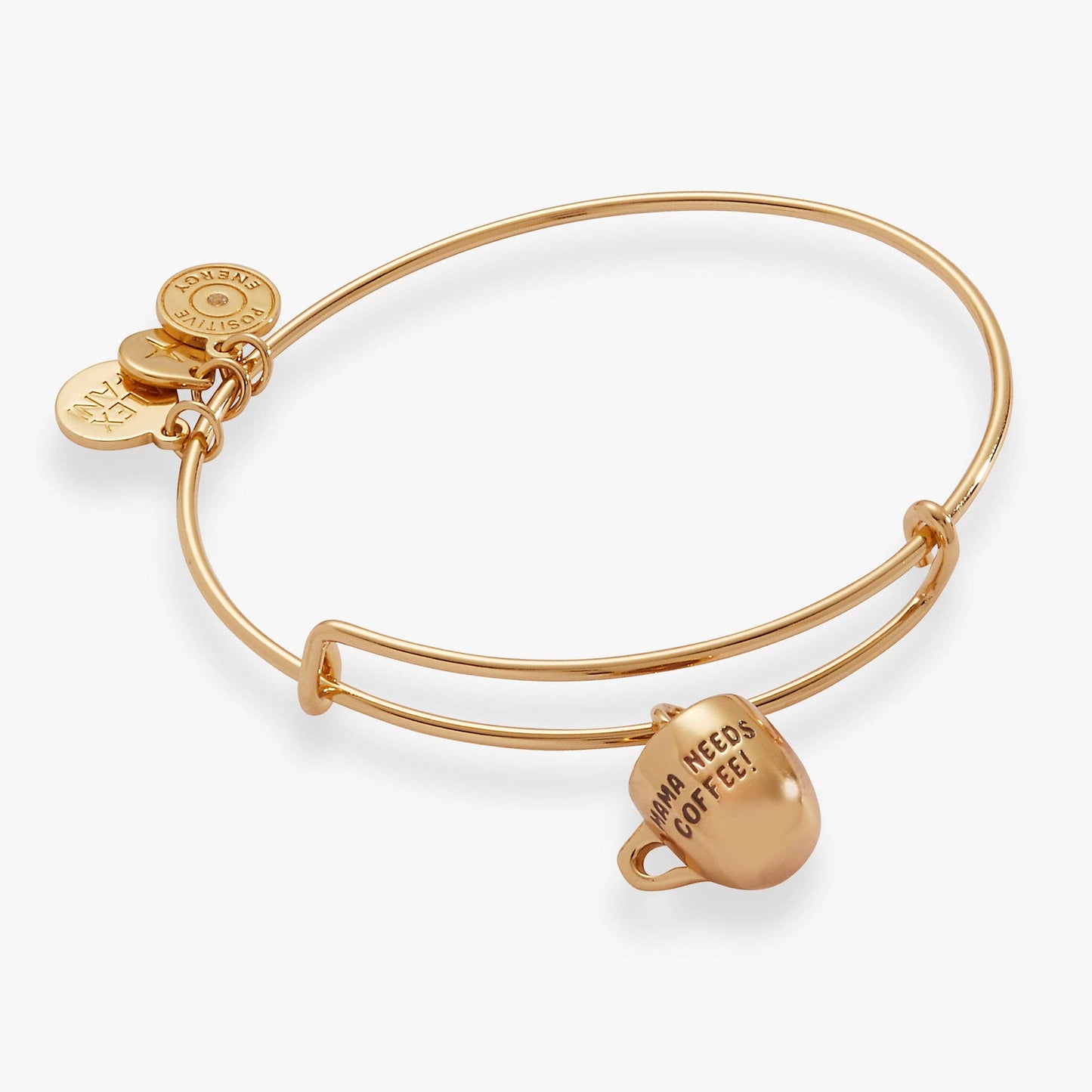 Mama Needs Coffee Charm Bangle: Gold