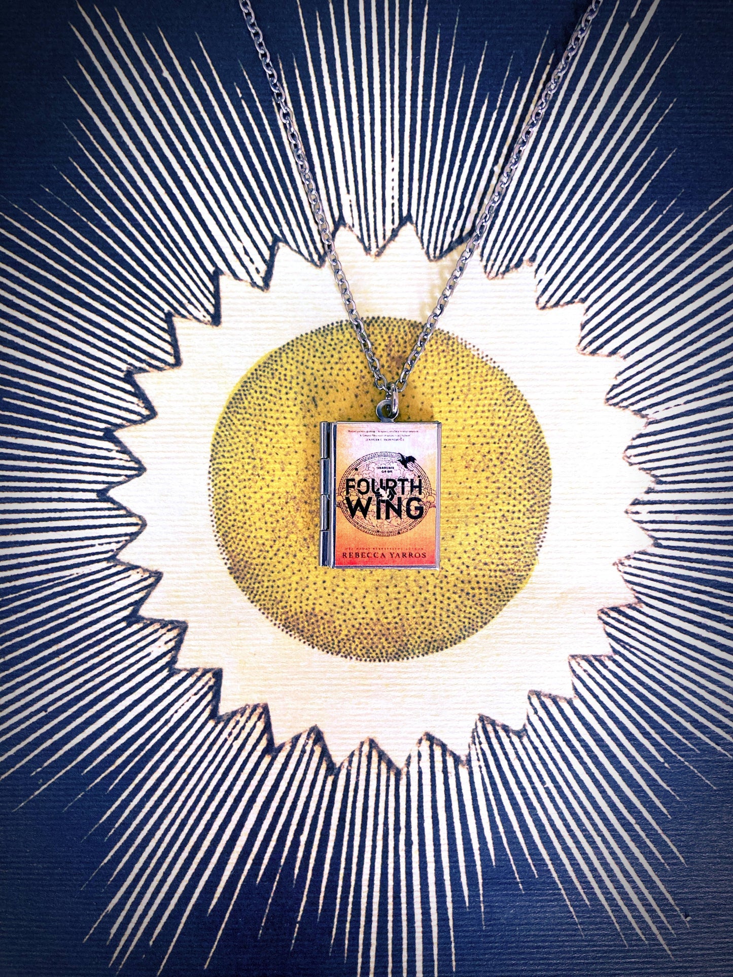 Book Locket Fourth Wing: Stainless Steel