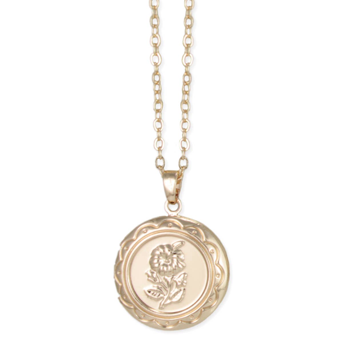 Vintage Memories Gold Flower Locket Necklace