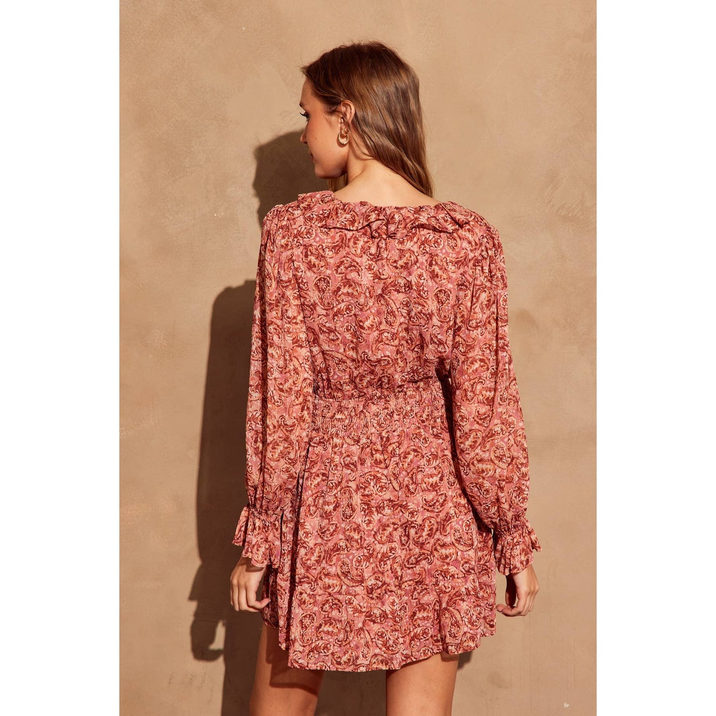 Sangria Shirred Waist Mini Dress