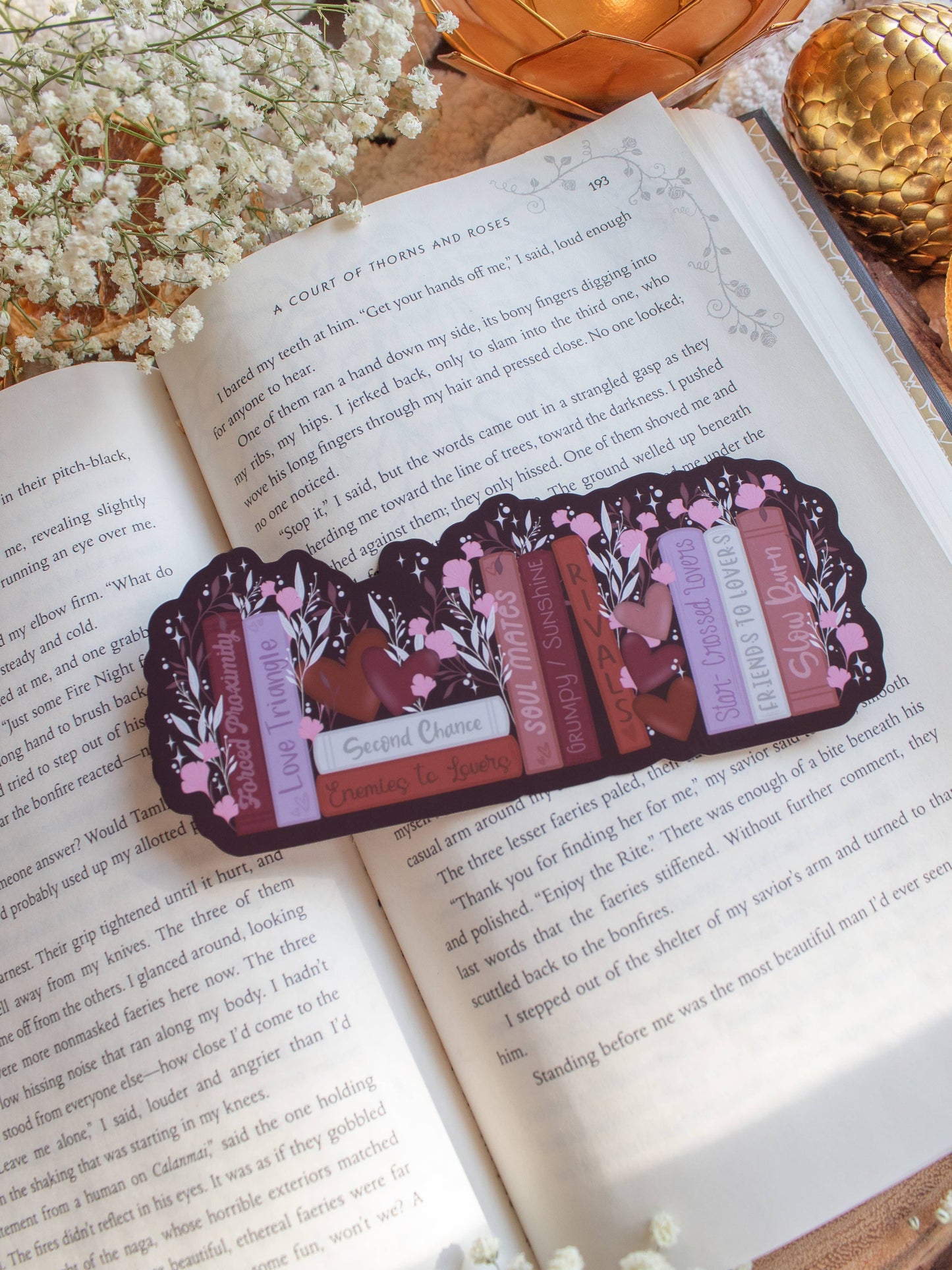 Romance Bookshelf Die Cut Bookmark | Soft Touch