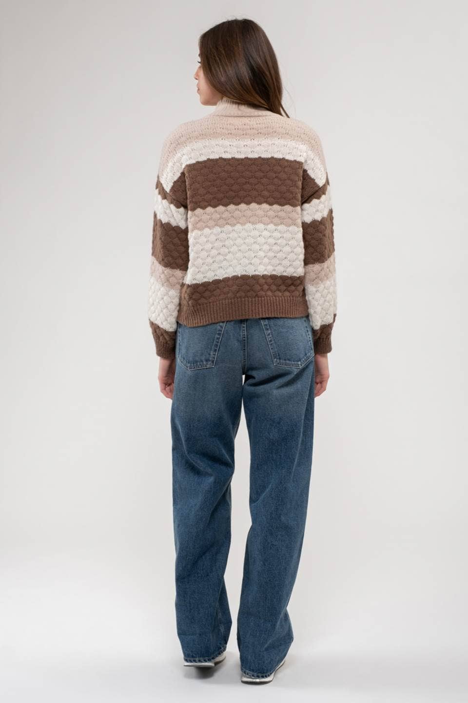 Mock Neck Striped Sweater