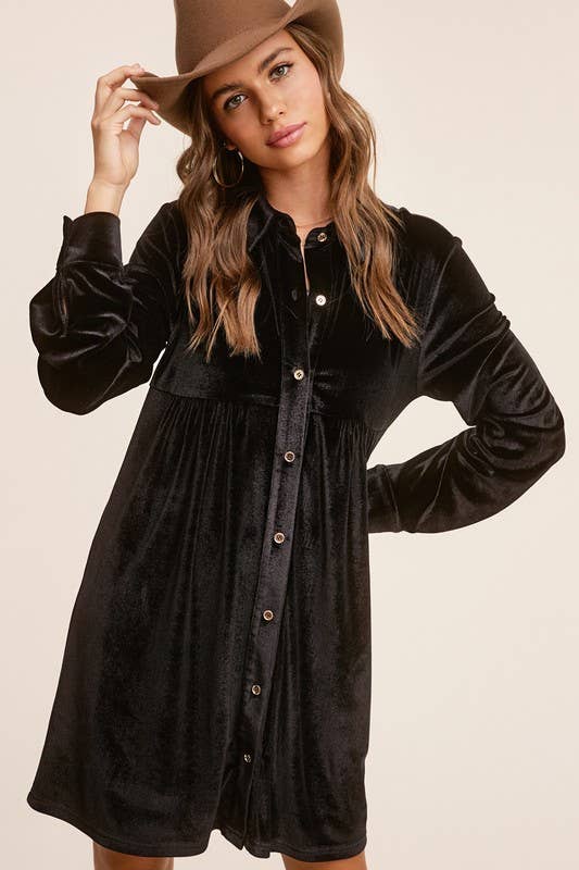 Raspberry Velvet Long Sleeve Dress