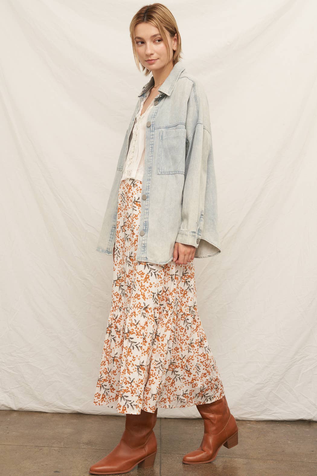 Floral Tiered Maxi Skirt