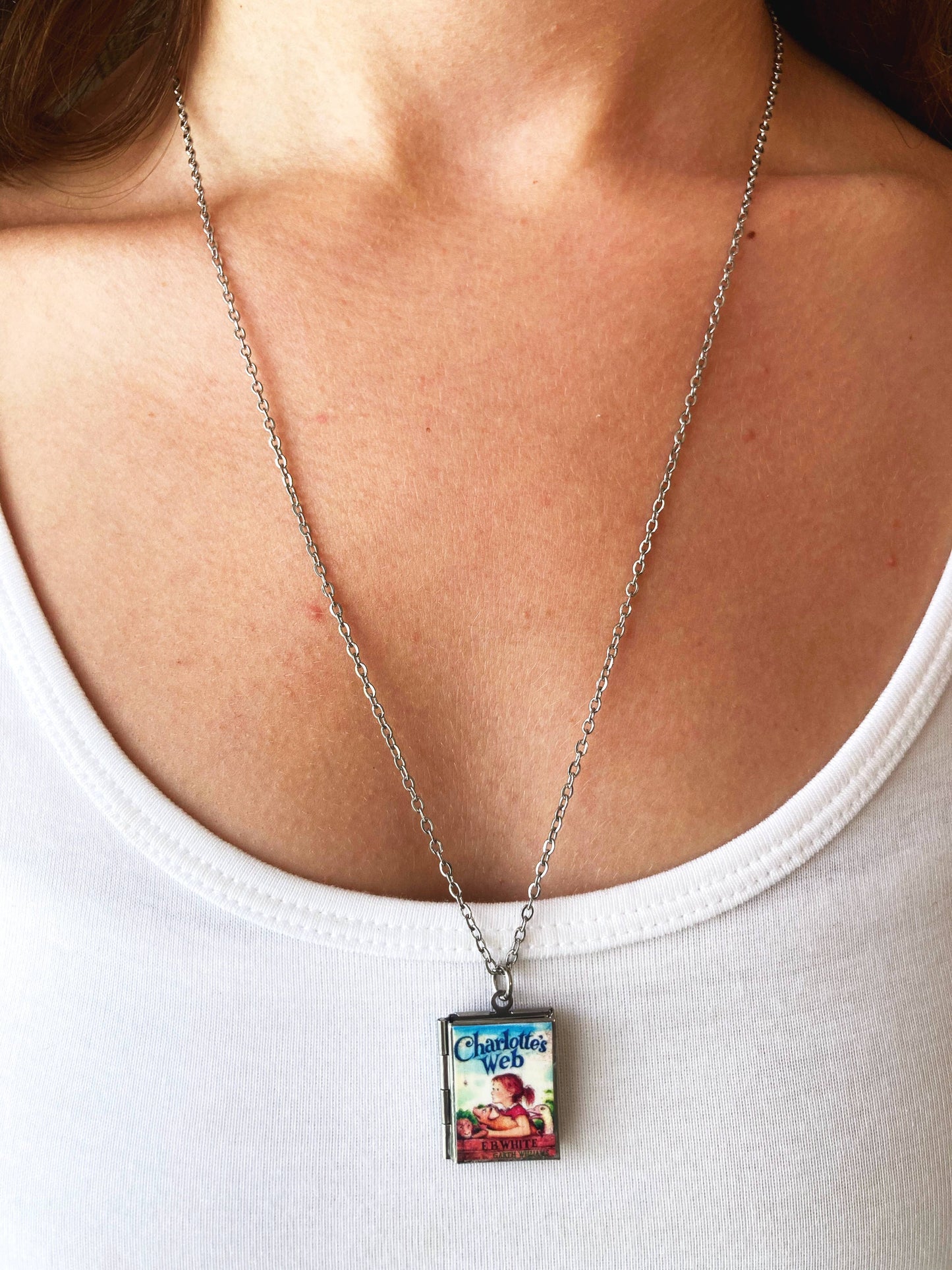 Book Locket Charlotte's Web: Stainless Steel