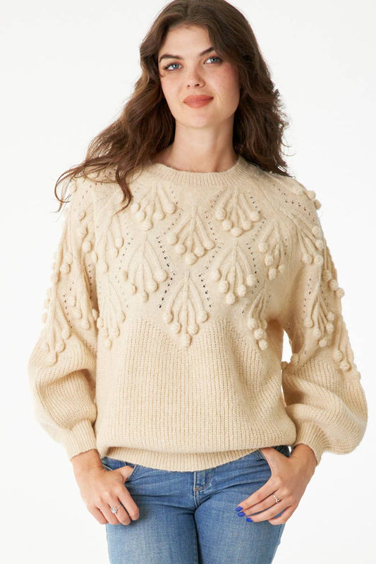 Cream Pom Pom Sweater