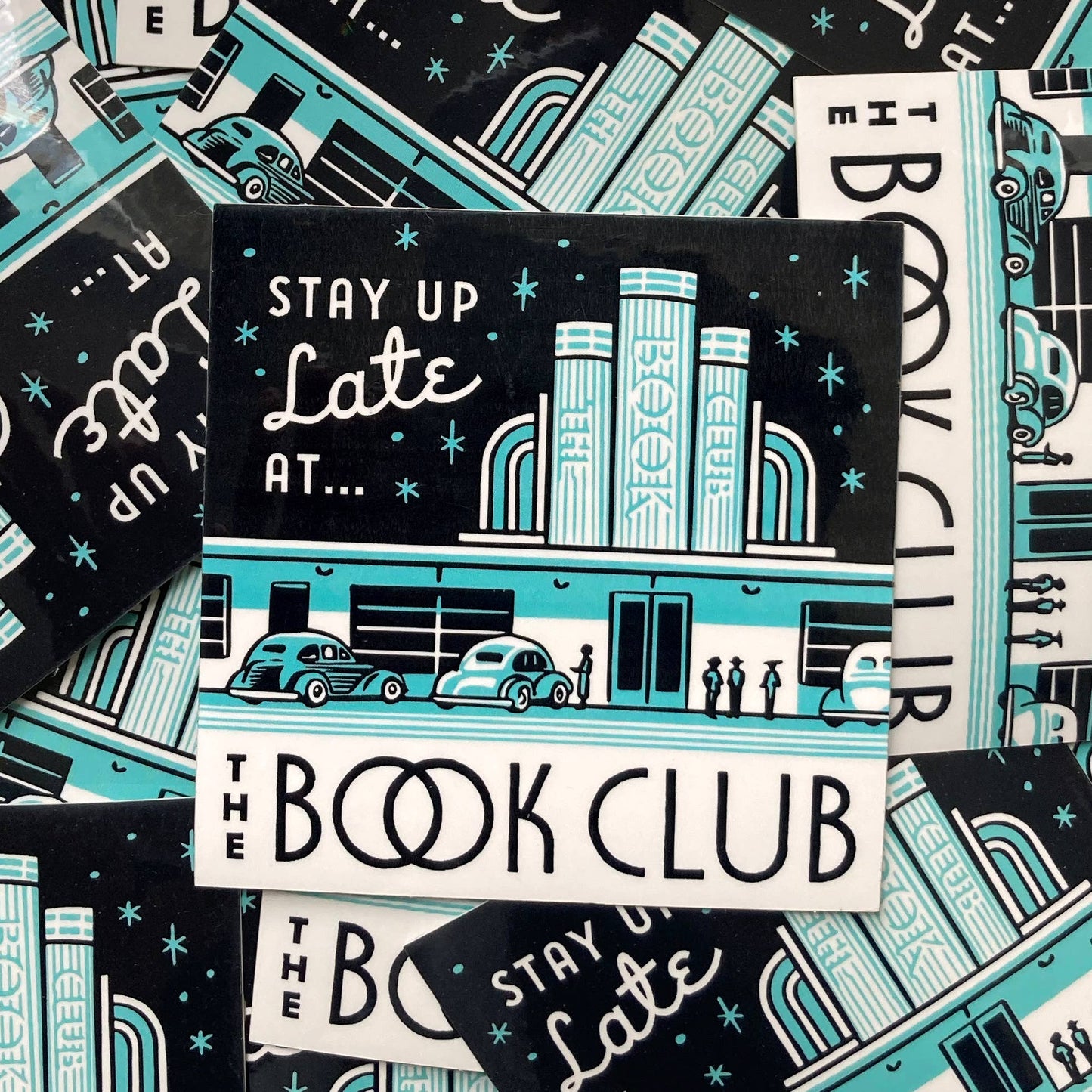 Stay Up Late at the Book Club vinyl sticker