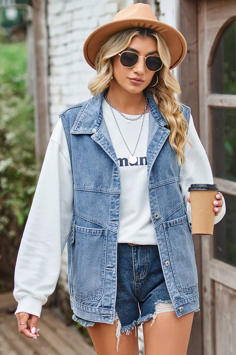 Oversized Denim Vest