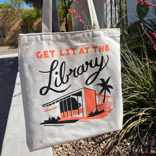 Get Lit at the Library tote bag - canvas book bag