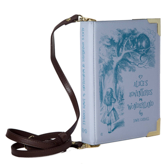 Alice in Wonderland Purple Book Crossbody Vegan Handbag