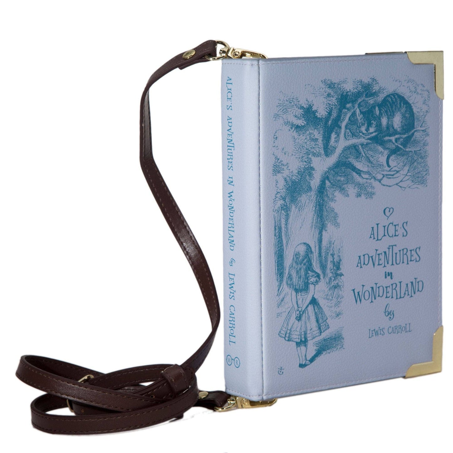 Alice in Wonderland Purple Book Crossbody Vegan Handbag