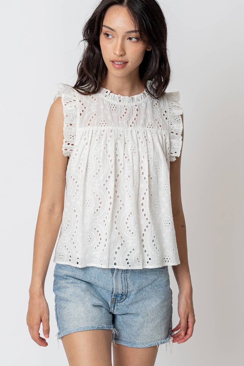 Sleeveless Eyelet Top