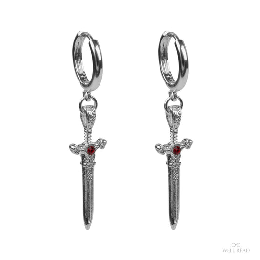 The Dragon Sword Chronicles Silver Bookish Pendant Earrings