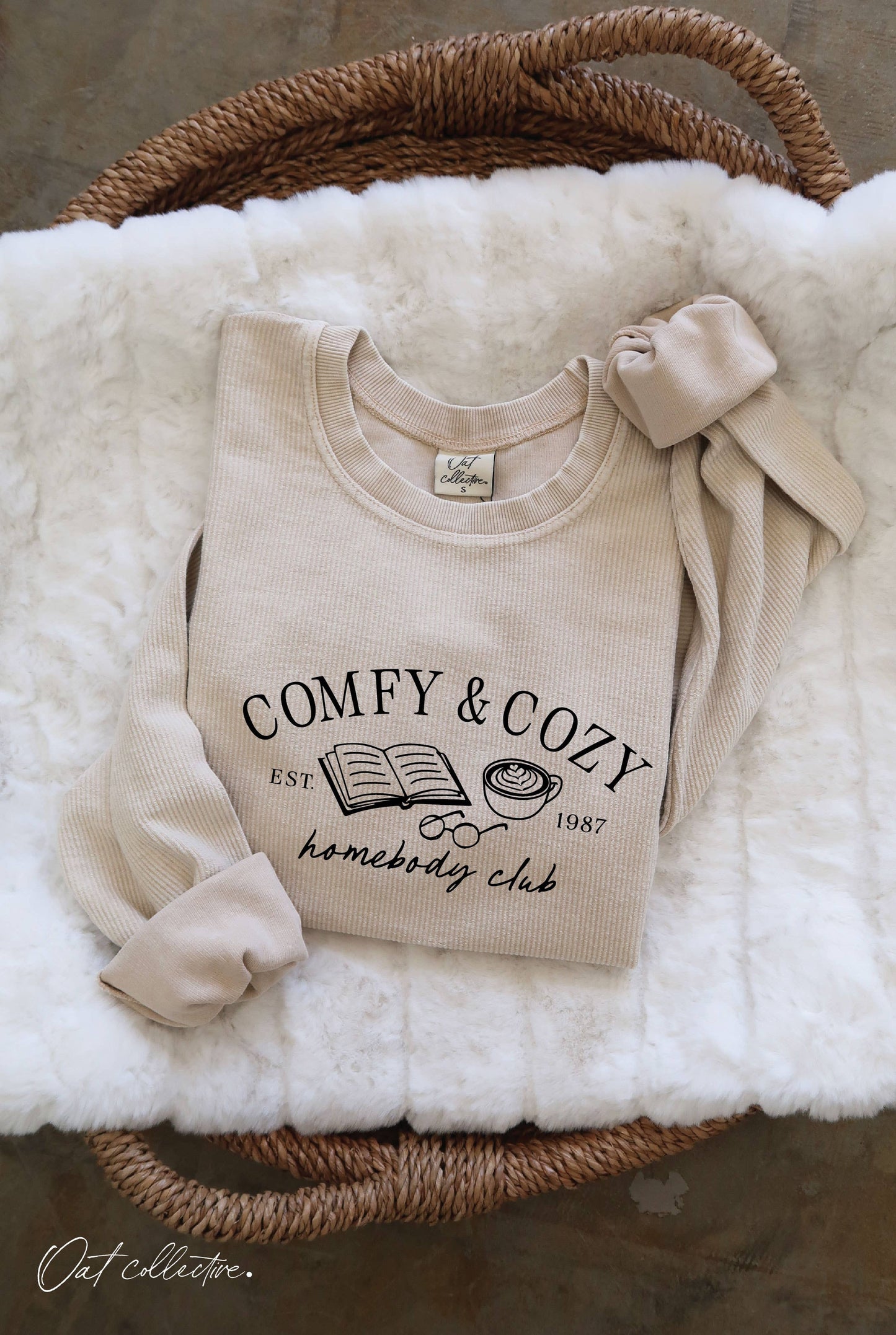 COMFY AND COZY Cropped Thermal Vintage Pullover