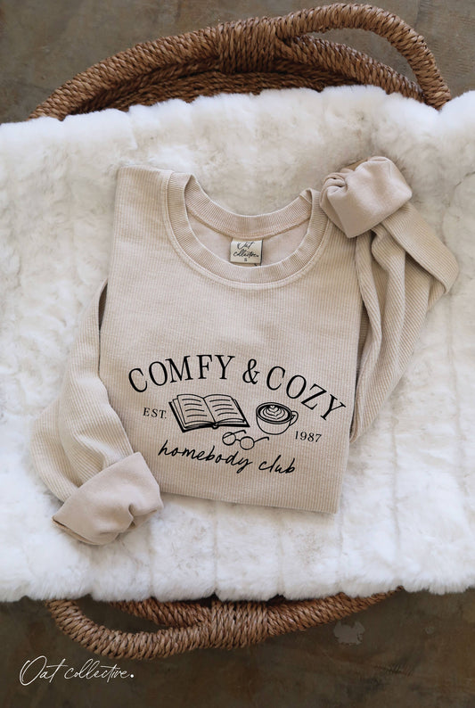 COMFY AND COZY Cropped Thermal Vintage Pullover