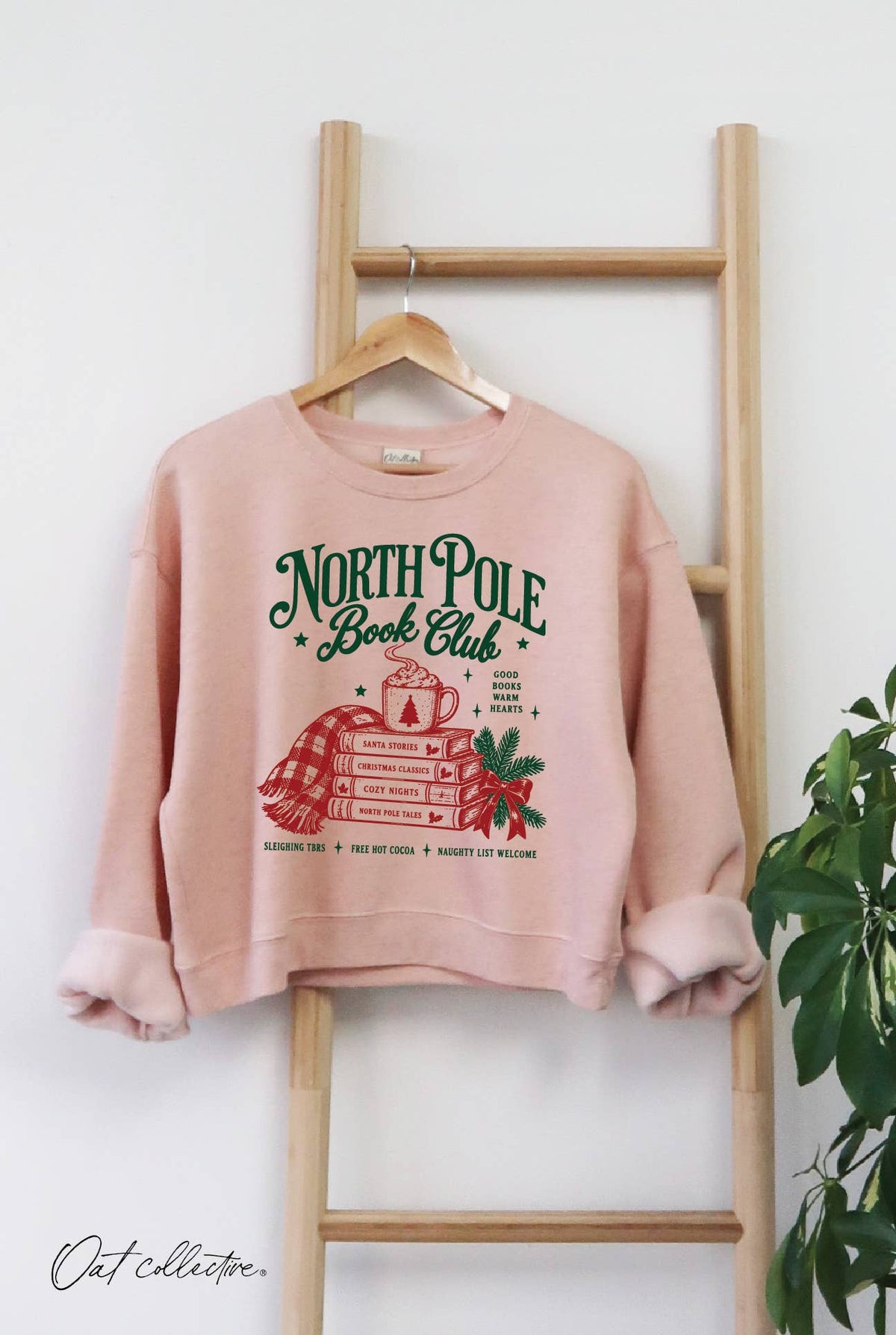 NORTH POLE BOOK CLUB  Mid Cropped Graphic Sweatshirt