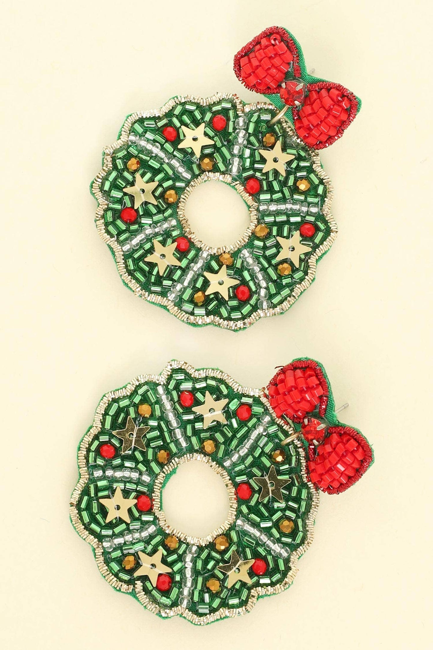 Christmas Wreath Post Dangle Earrings