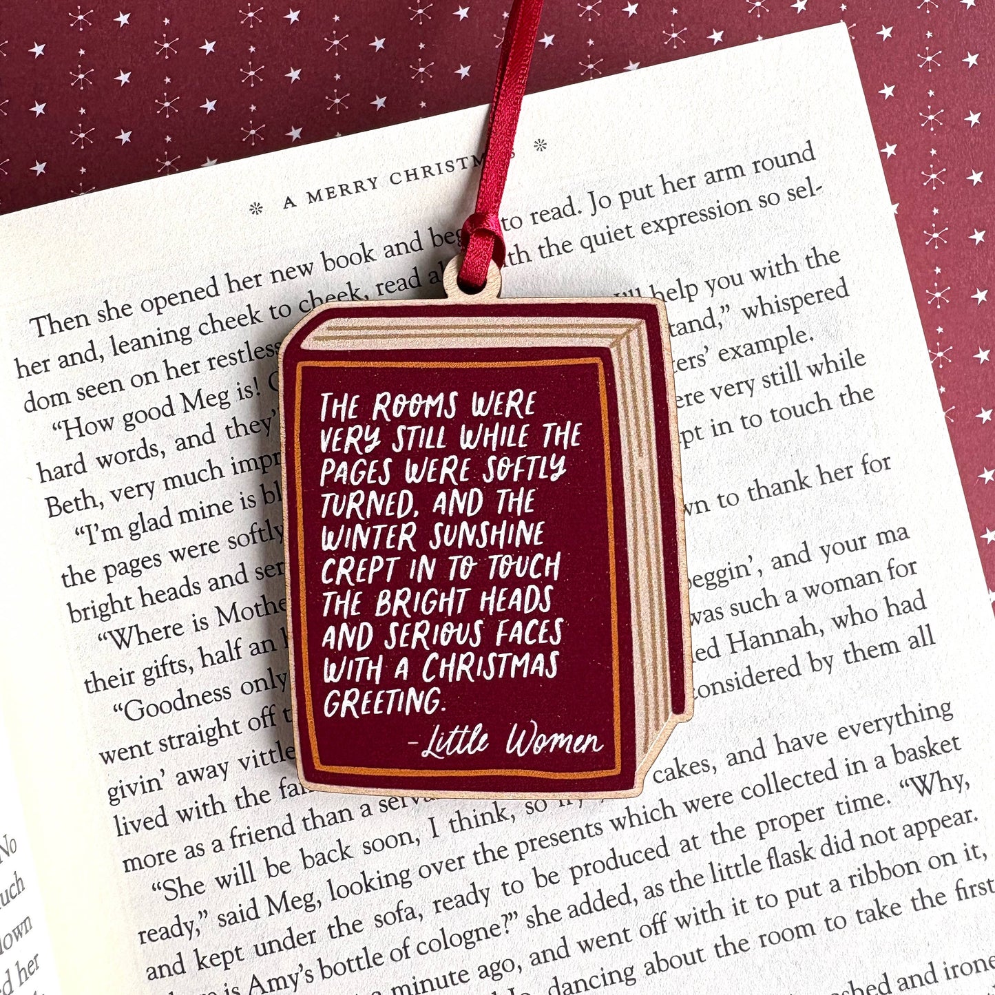 Little Women Book Quote Wooden Christmas Tree Decoration