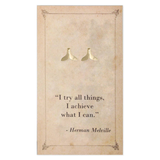 Literary Quotes Whale Tail Post Earrings