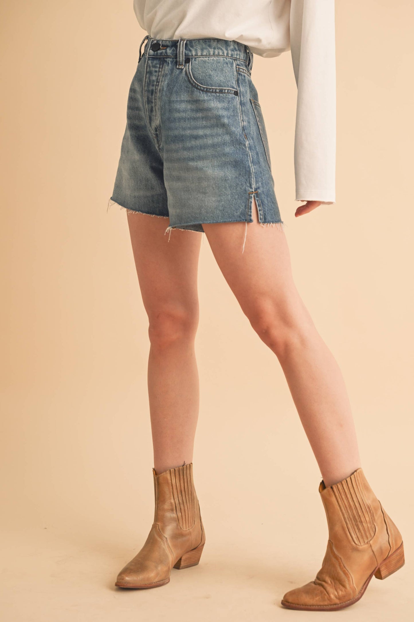 Raw Edge Denim Shorts