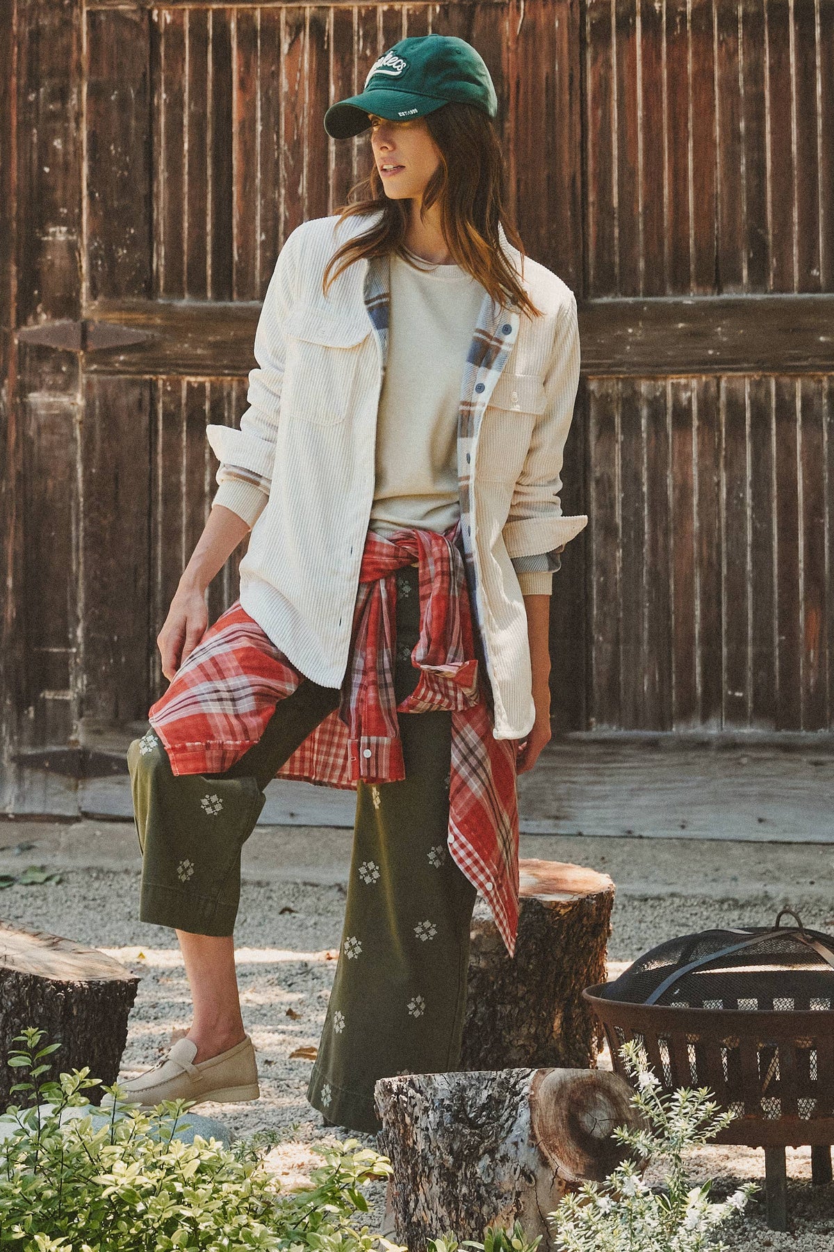 Plaid Lined Corduroy Flannel Shacket