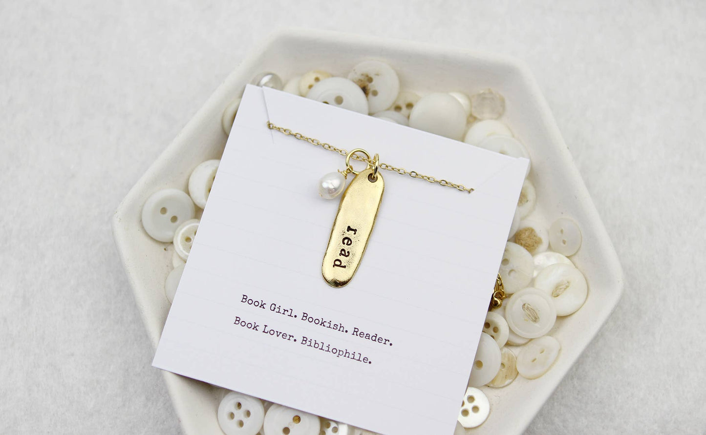 Read Hand Stamped Book Quote Necklace