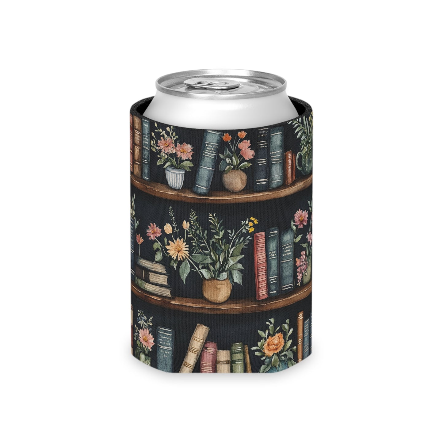 Bookish Can Cooler — Bookshelf Cozie for Sparkling Water & Reading