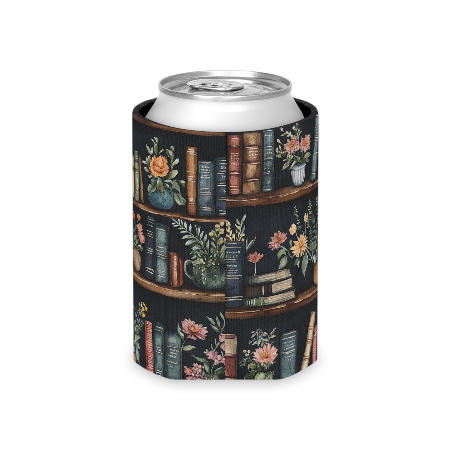 Bookish Can Cooler — Bookshelf Cozie for Sparkling Water & Reading