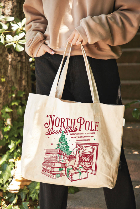 NORTH POLE BOOK CLUB Canvas Tote Bag : NATURAL / ONE SIZE