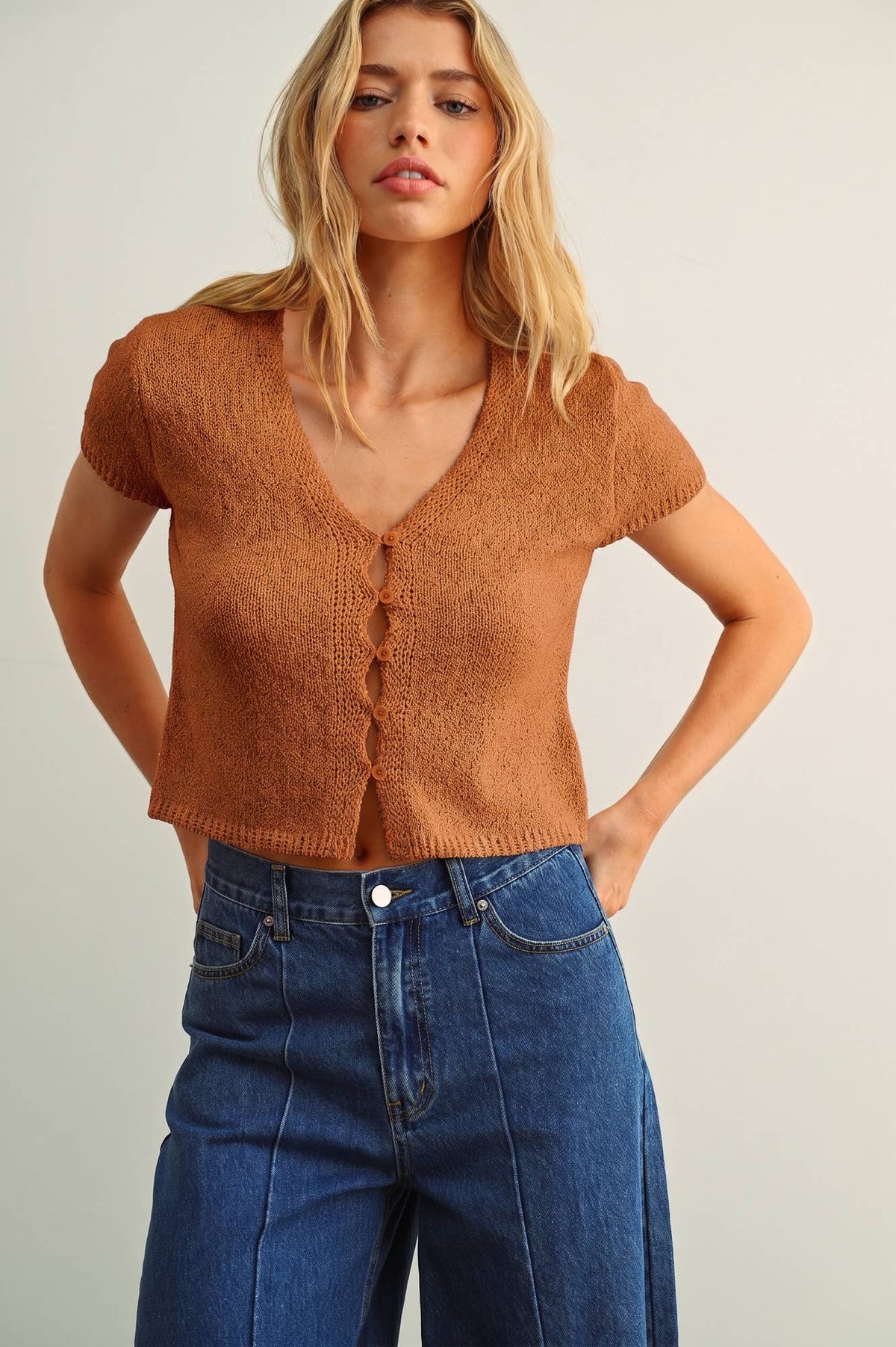 CAP SLEEVE BUTTON FRONT TOP