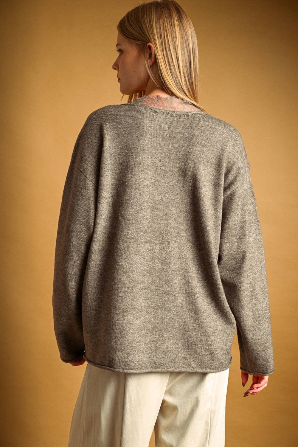 Peekaboo Lace V Neck Sweater
