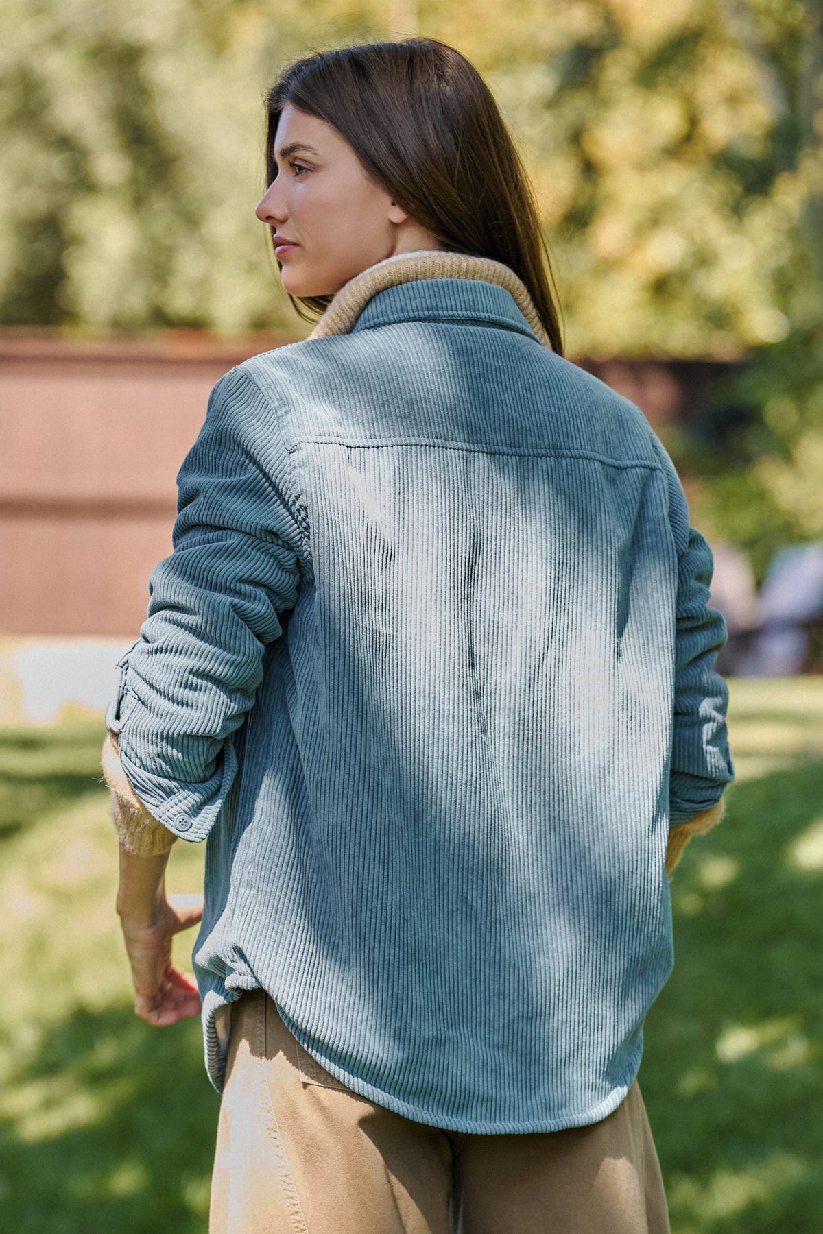 Plaid Lined Corduroy Flannel Shacket