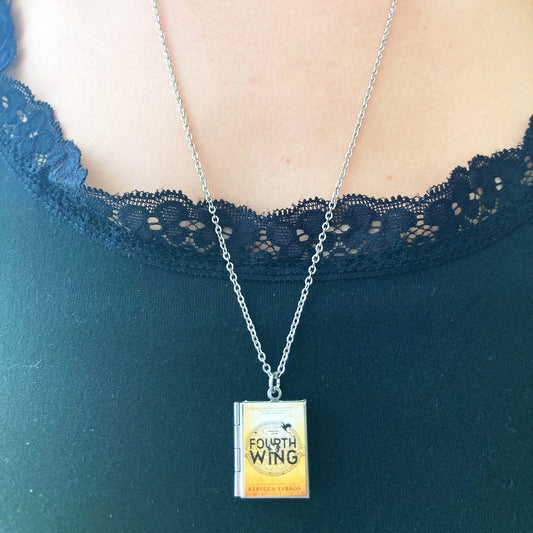 Book Locket Fourth Wing: Stainless Steel